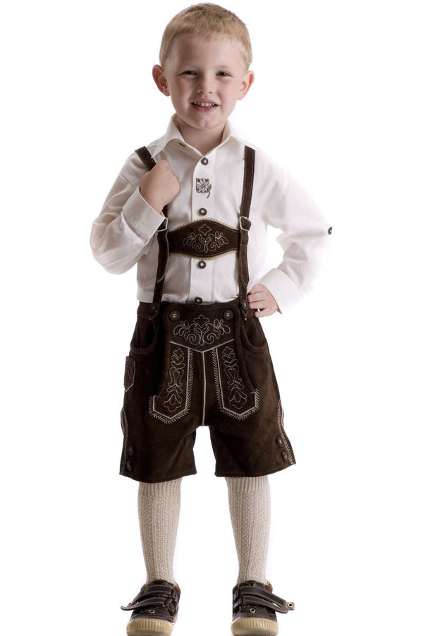 Original Kinder Trachtenhose – Hochwertige Lederhose für Jungen mit Hosenträger, Stickerei und Klassischem Bayern Look