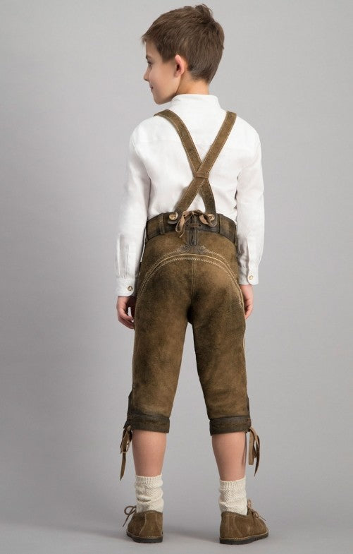 Bayerische Kinder Lederhose – Authentische Trachtenhose für Jungen mit Hosenträger, Knöpfen und Traditionellem Design