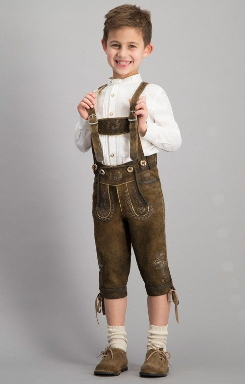 Bayerische Kinder Lederhose – Authentische Trachtenhose für Jungen mit Hosenträger, Knöpfen und Traditionellem Design