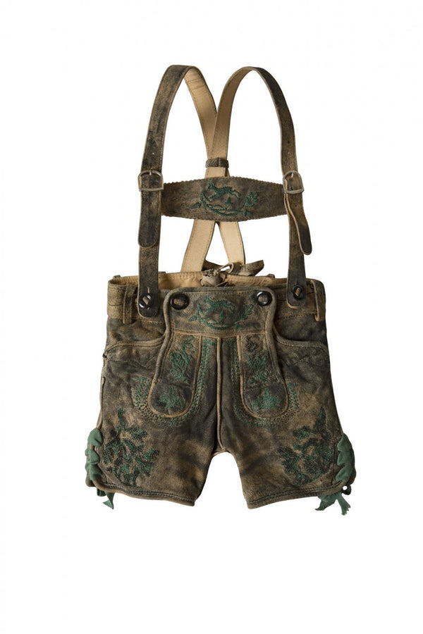 Kinder Trachtenmode kaufen – Lederhose Jungen Braun mit Stickerei, Ideal für Oktoberfest, Wiesn, Hochzeit & Familienfeste